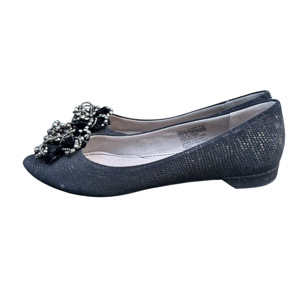 Rockport Walkability V75744 Black Metallic Beaded Floral Flats 7.5 M Pointed Toe
